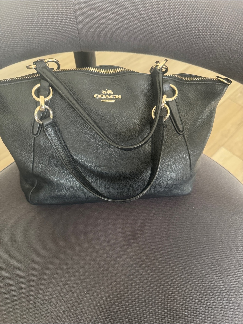 Coach Black Leather Tote with Gold Hardware (missing crossbody strap)